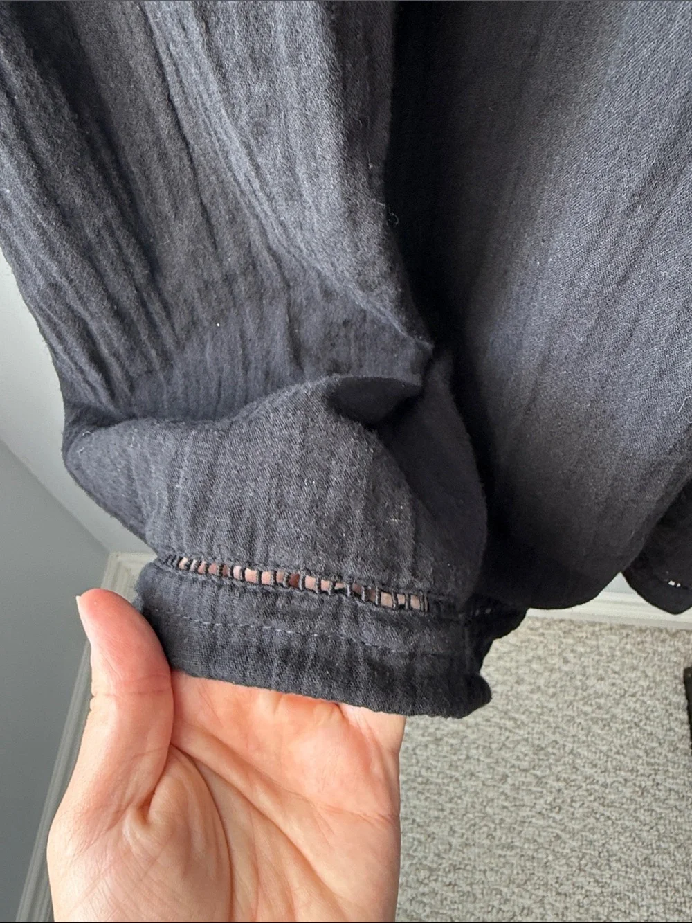ME+EM Black Cheesecloth Relaxed Midi Day Dress - Picture 6 of 8